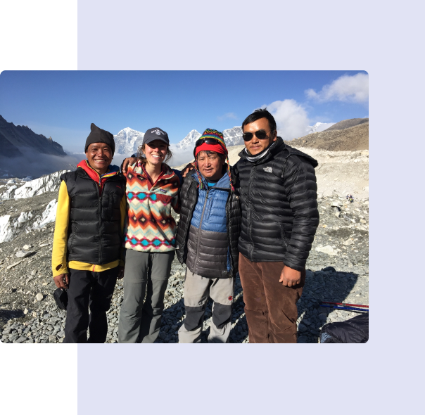 Climber with sherpa guides